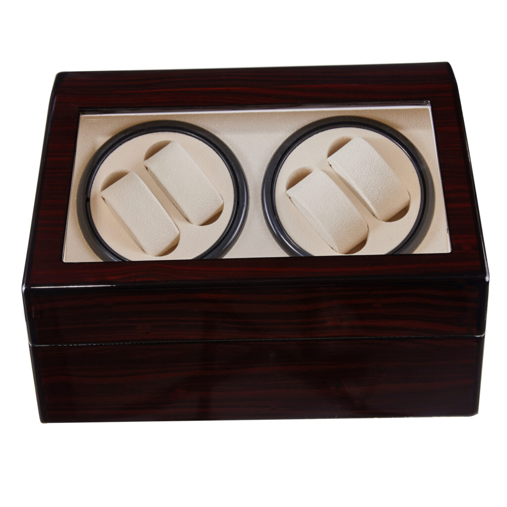 Boite a montre en bois rotatif exterieur