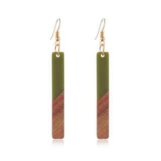 Boucle d'oreille en bois résine vert
