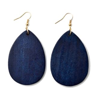 Boucles d’oreilles en bois bleu de forme ovale