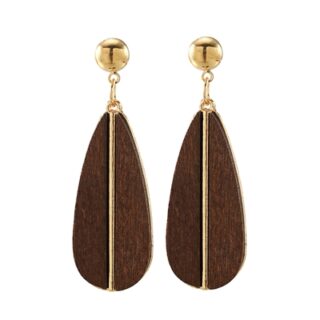Boucles d’oreilles en bois forme de goutte marron