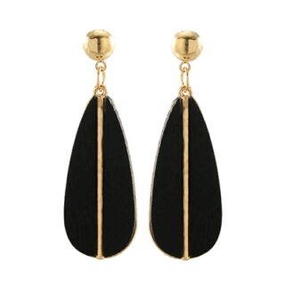 Boucles d’oreilles en bois forme de goutte noire