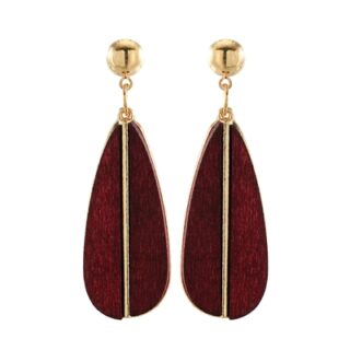 Boucles d’oreilles en bois forme de goutte rouge