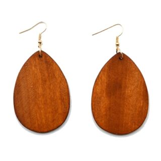 Boucles d’oreilles en bois marron de forme ovale