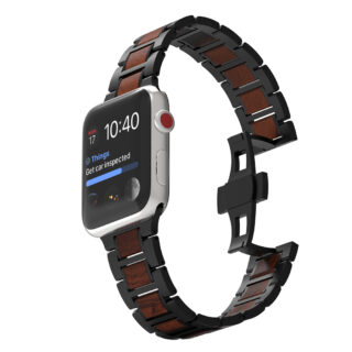 Bracelet en bois apple watch noir et marron foncé