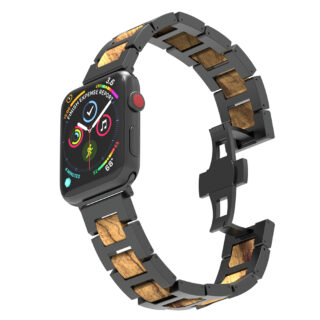 Bracelet en bois apple watch noir et naturel