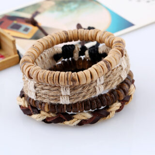 Bracelet en bois ensemble bohème