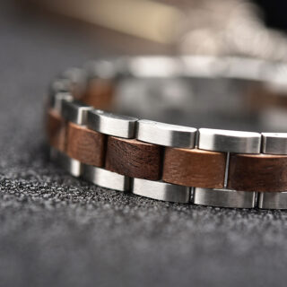 Bracelet en bois et acier pour homme