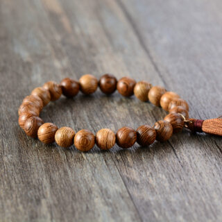 Bracelet en bois pompon marron