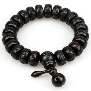 Bracelet en bois tibétain ecritures