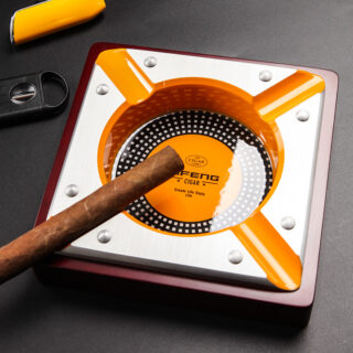 Cendrier en bois à cigares cubain jaune