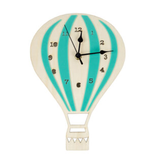 Horloge en bois ballon à air chaud vert
