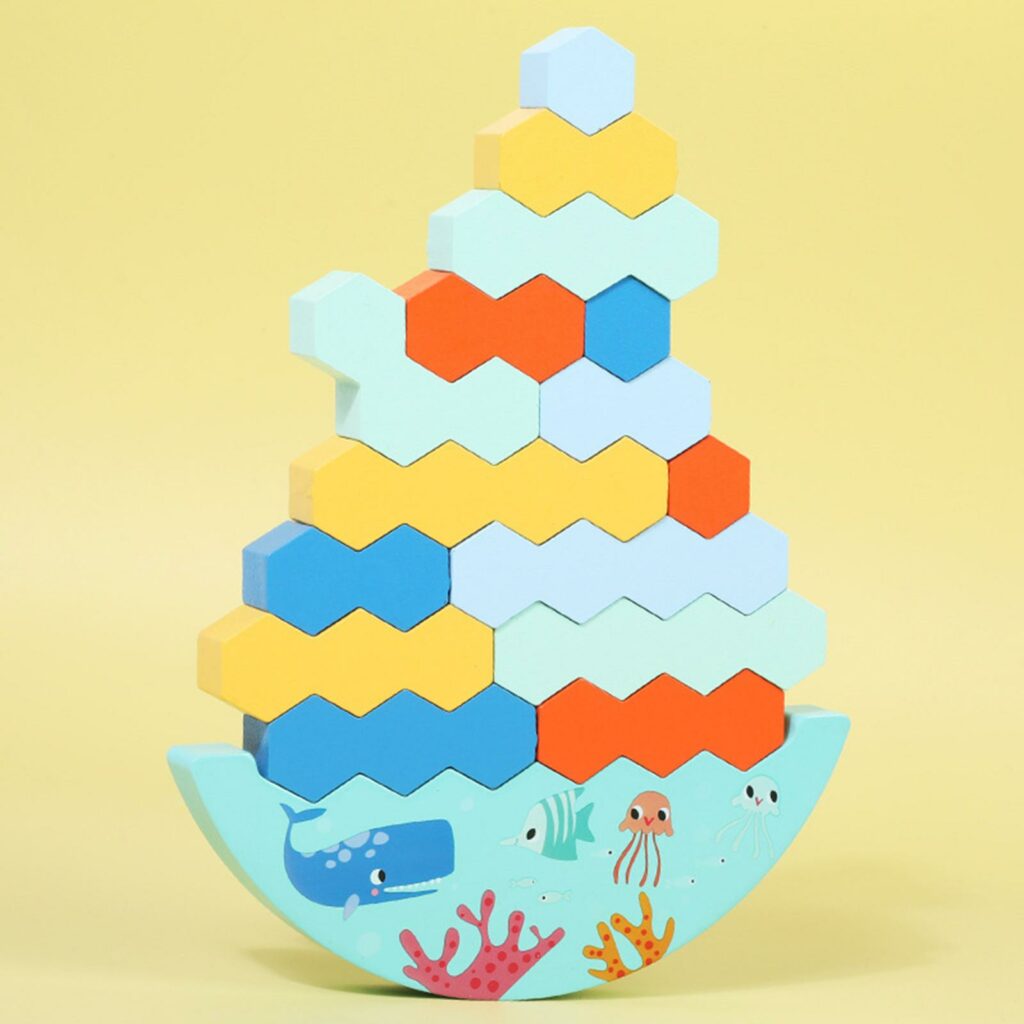 Jouet à empiler en bois montessori