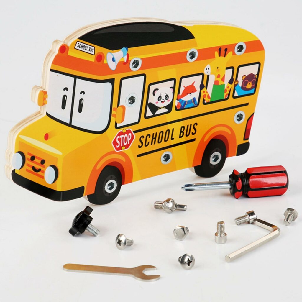 Jouet bus en bois montessori