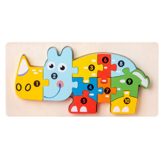 Jouet en bois Montessori rhinocéros