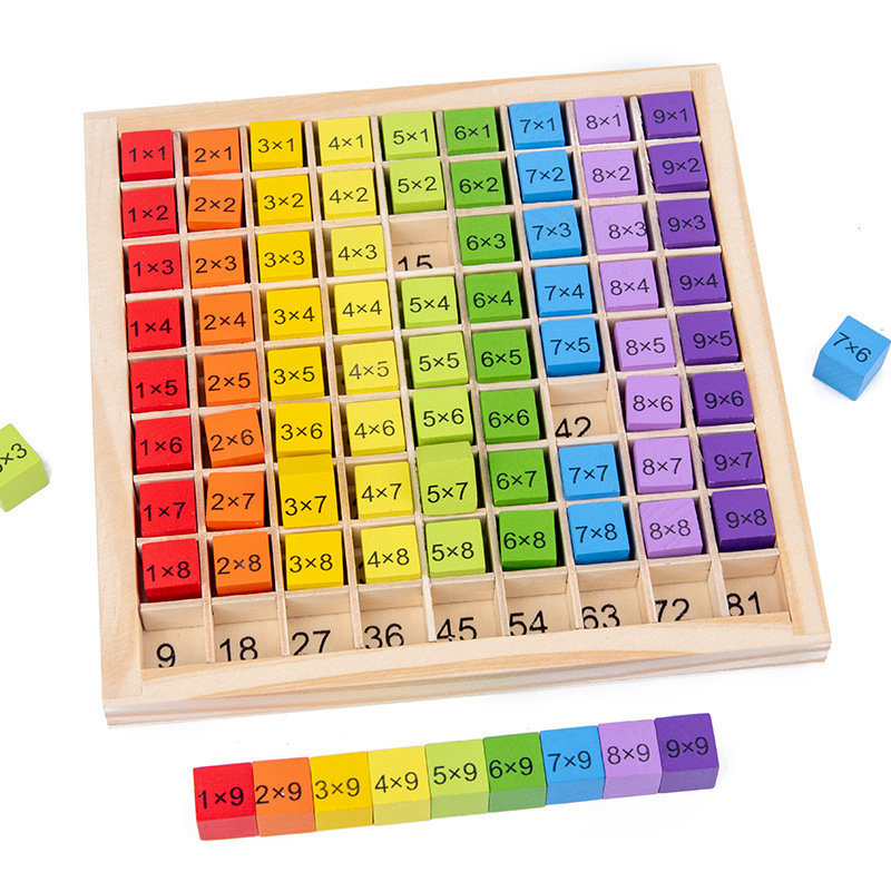 Jouet en bois Montessori table de multiplication coloré