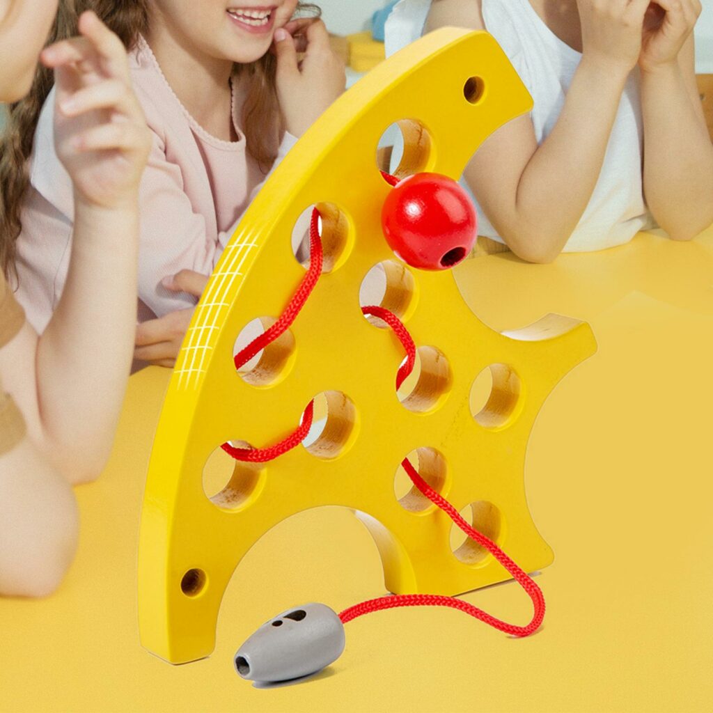 Jouet en bois fromage à fileter Montessori