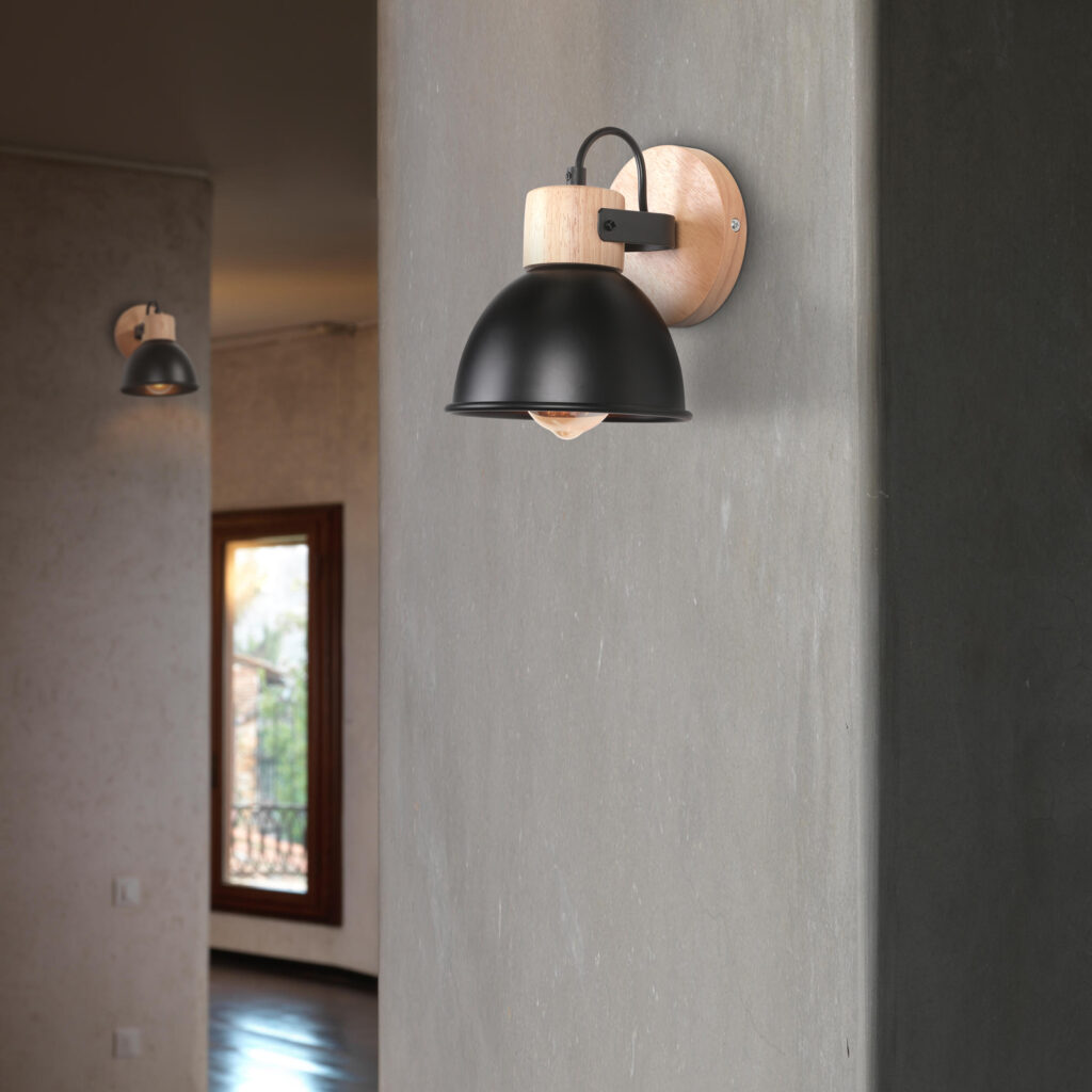Luminaire noir nordique en bois