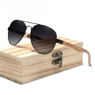 Lunettes de soleil en bois aviateur noir