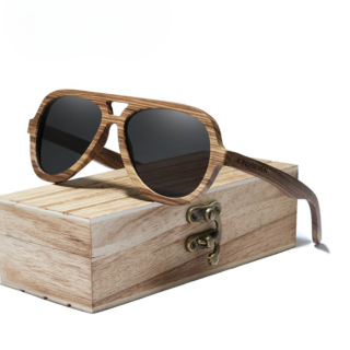 Lunettes de soleil en bois classiques noir