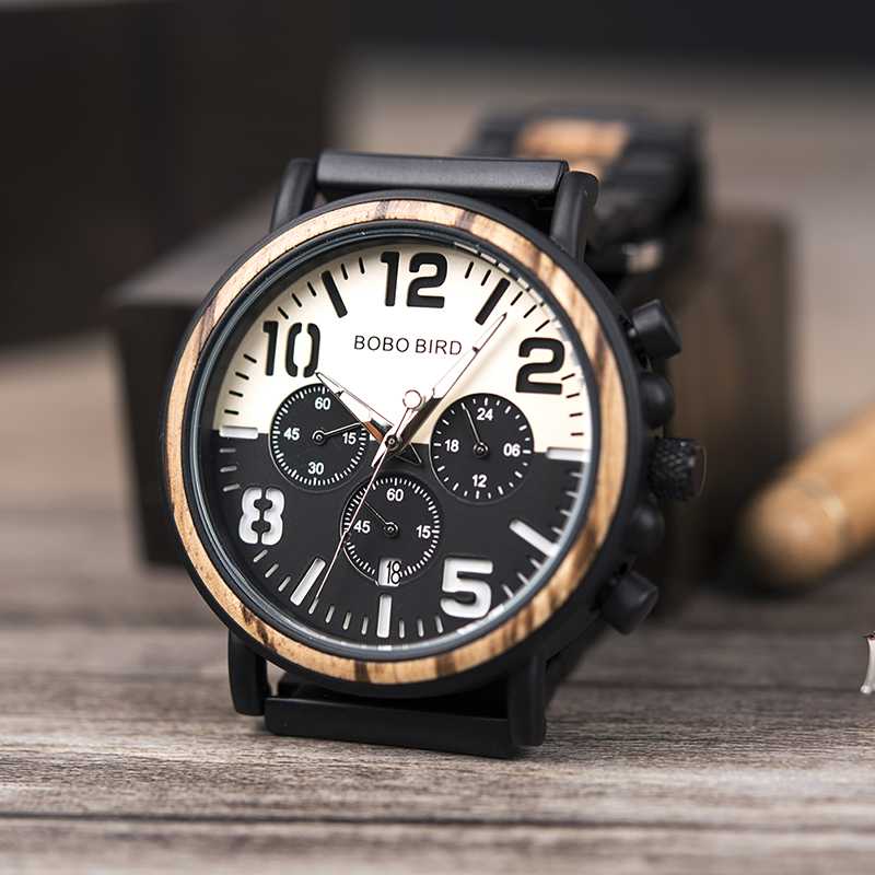 Montre en bois automatique noir Montre en bois automatique noir