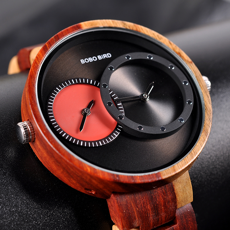 Montre en bois élégante rouge Montre en bois élégante rouge