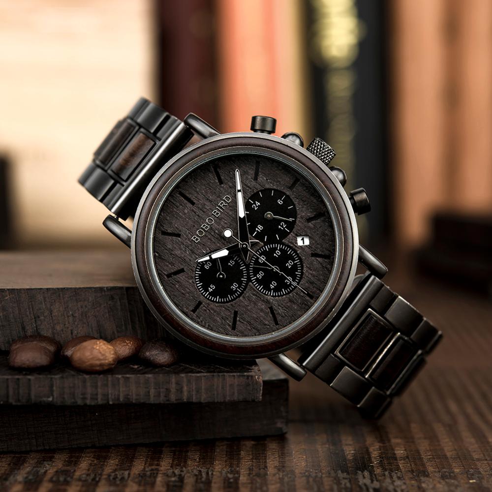 Montre en bois lumineuse Montre en bois lumineuse devant