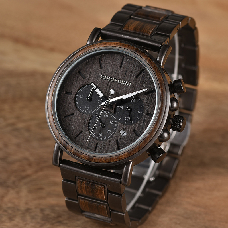 Montre en bois lumineuse Montre en bois lumineuse