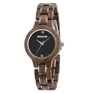 Montre en bois pour femme marron foncé