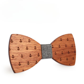 Nœud papillon en bois marin gris