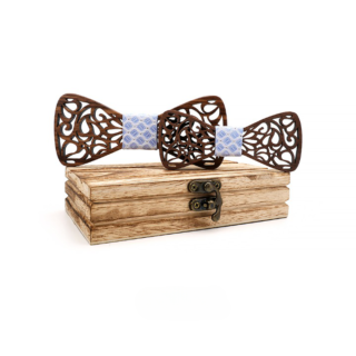 Nœud papillon en bois père et fils blanc