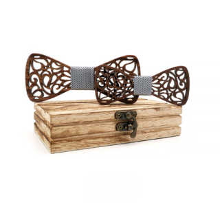 Nœud papillon en bois père et fils gris