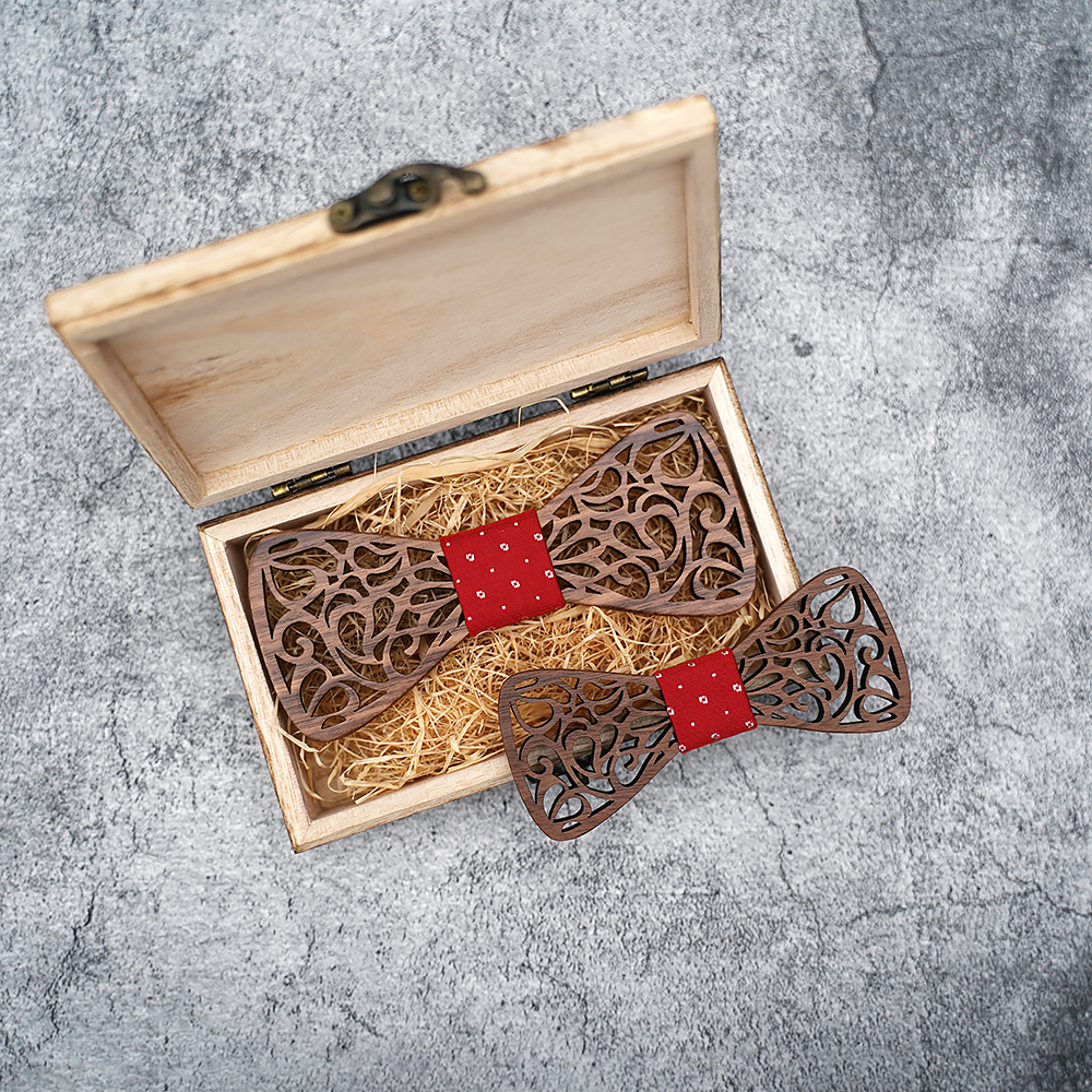 Pourquoi choisir un nœud de papillon en bois : Avantages et styles Nœud papillon père et fils rouge en bois