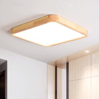 Plafonnier en bois led carré