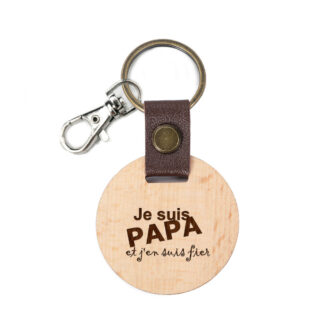 Porte clé en bois je suis papa et j'en suis fier