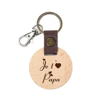 Porte clé en bois je t'aime papa