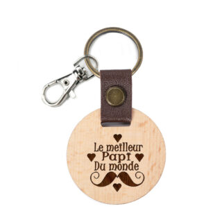 Porte clé en bois le meilleur papi du monde