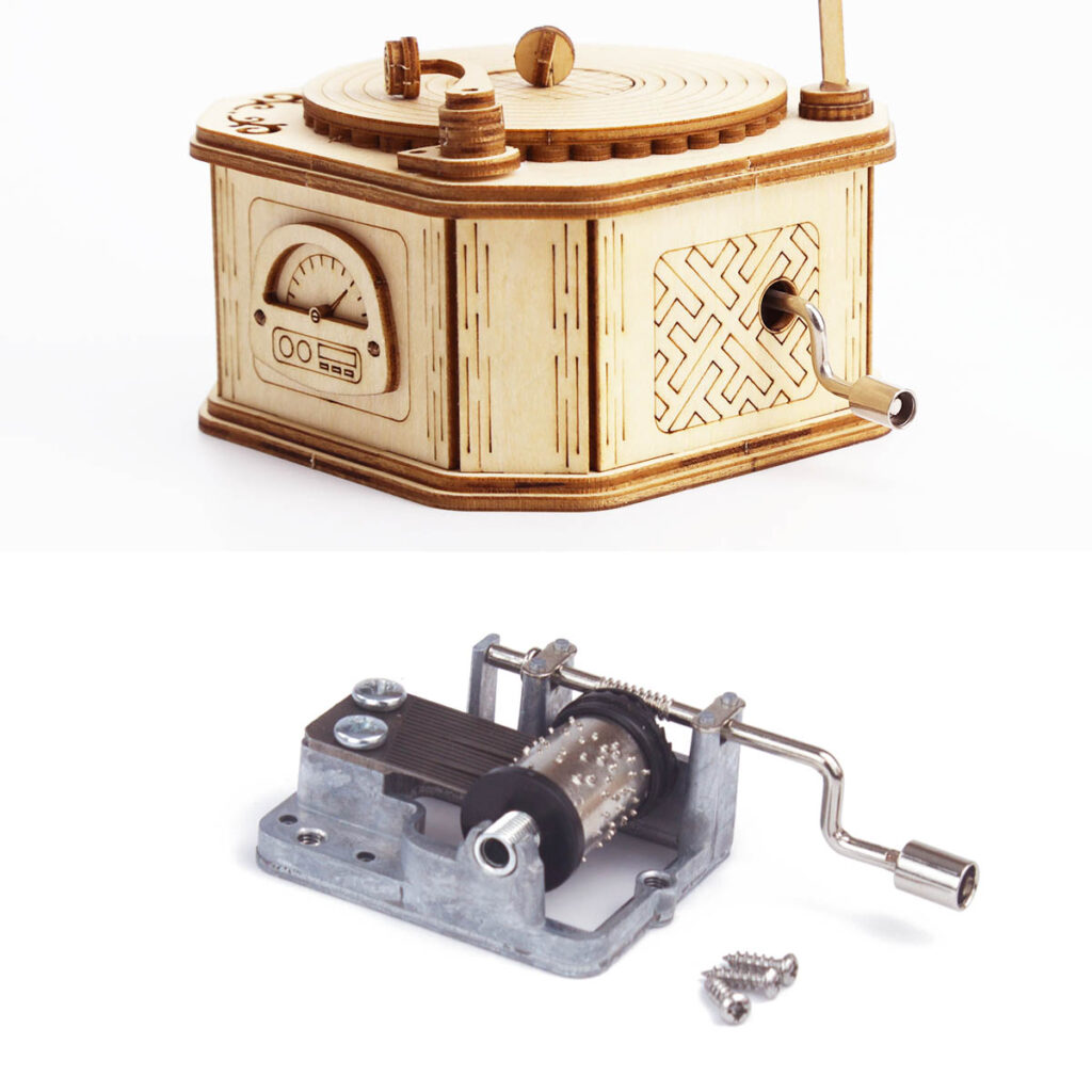 Puzzle 3D boite a musique en bois mecanisme