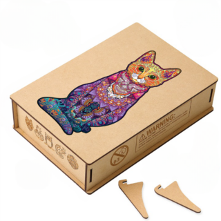 Puzzle en bois adulte chat hippie