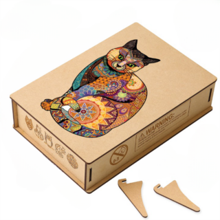 Puzzle en bois adulte chat mandala