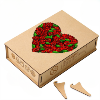 Puzzle en bois adulte coeur en roses