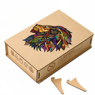 Puzzle en bois adulte lion coloré