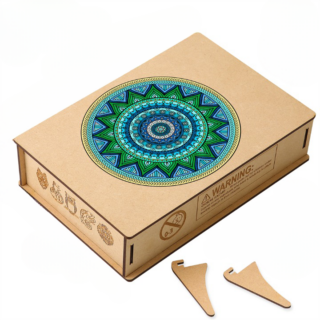 Puzzle en bois adulte mandalá bleu