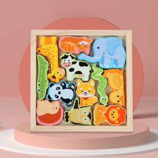 Puzzle en bois bébé animaux de la foret