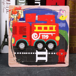 Puzzle en bois bébé camion pompiers