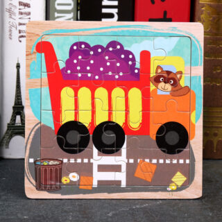 Puzzle en bois bébé camion poubelle