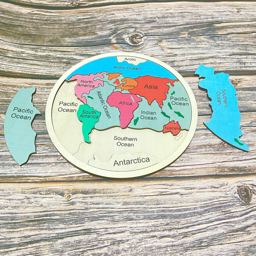 Puzzle en bois carte du monde bébé