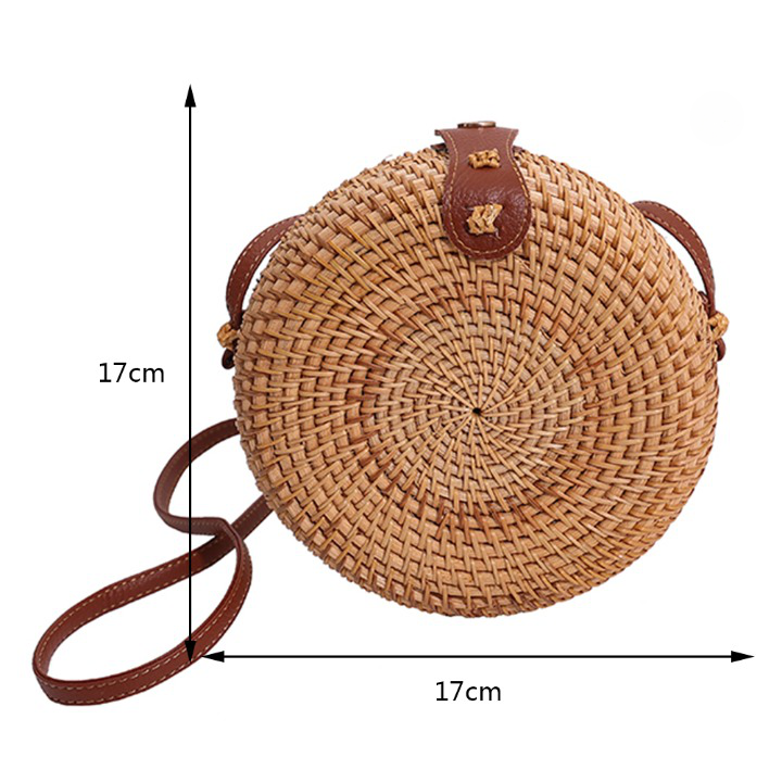 Sac en osier bohème rond Sac en osier bohème rond taille