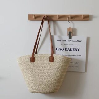 Sac en rotin tricoté beige