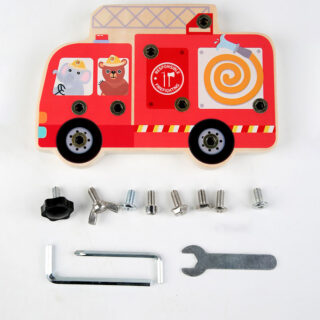 Jouet montessori en bois en forme de camion de pompier