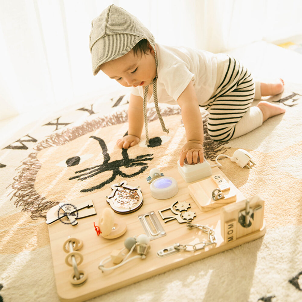 Tableau D'activités Montessori En Bois - Engrenages Rotatifs - Motricité Fine - Dès 1 An - Cadeau éducatif